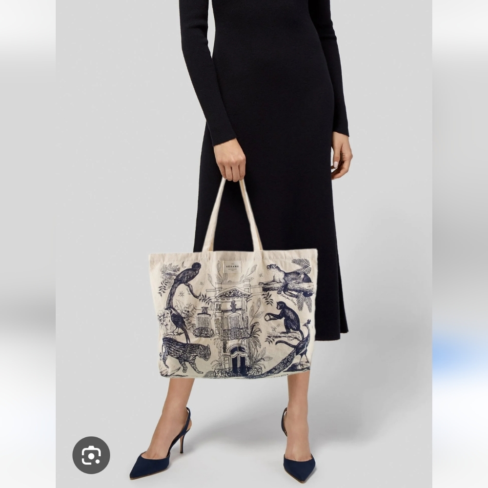 Sezane - Paraiso Exotic Animals Canvas Tote Bag